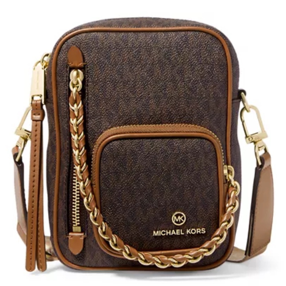 Michael Kors Crossbody Bag ~ Camera Bag ~ Elliot Brown Small Logo Cross Bag NWT - Picture 12 of 13